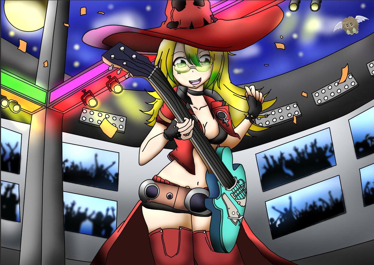 I play Dark musician girl in attack mode!

Made a drawing of "Dark magician girl" in I-NO's outfit (From guilty gear) odd mix, but it was fun to draw~. 
#yugioh #GUILTYGEAR #GGST #DigitalArtist #anime