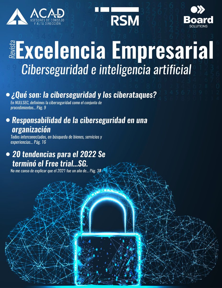 ACAD_mx's tweet photo. Consulta el nuevo número de nuestra revista Excelencia Empresarial, en la que hablamos de los ciberataques, robo de información, responsabilidad de la ciberseguridad y más.  
Puedes descargarla directamente desde nuestro portal a través del siguiente link: https://t.co/MhlW0jaYNU https://t.co/x7JahwplgE