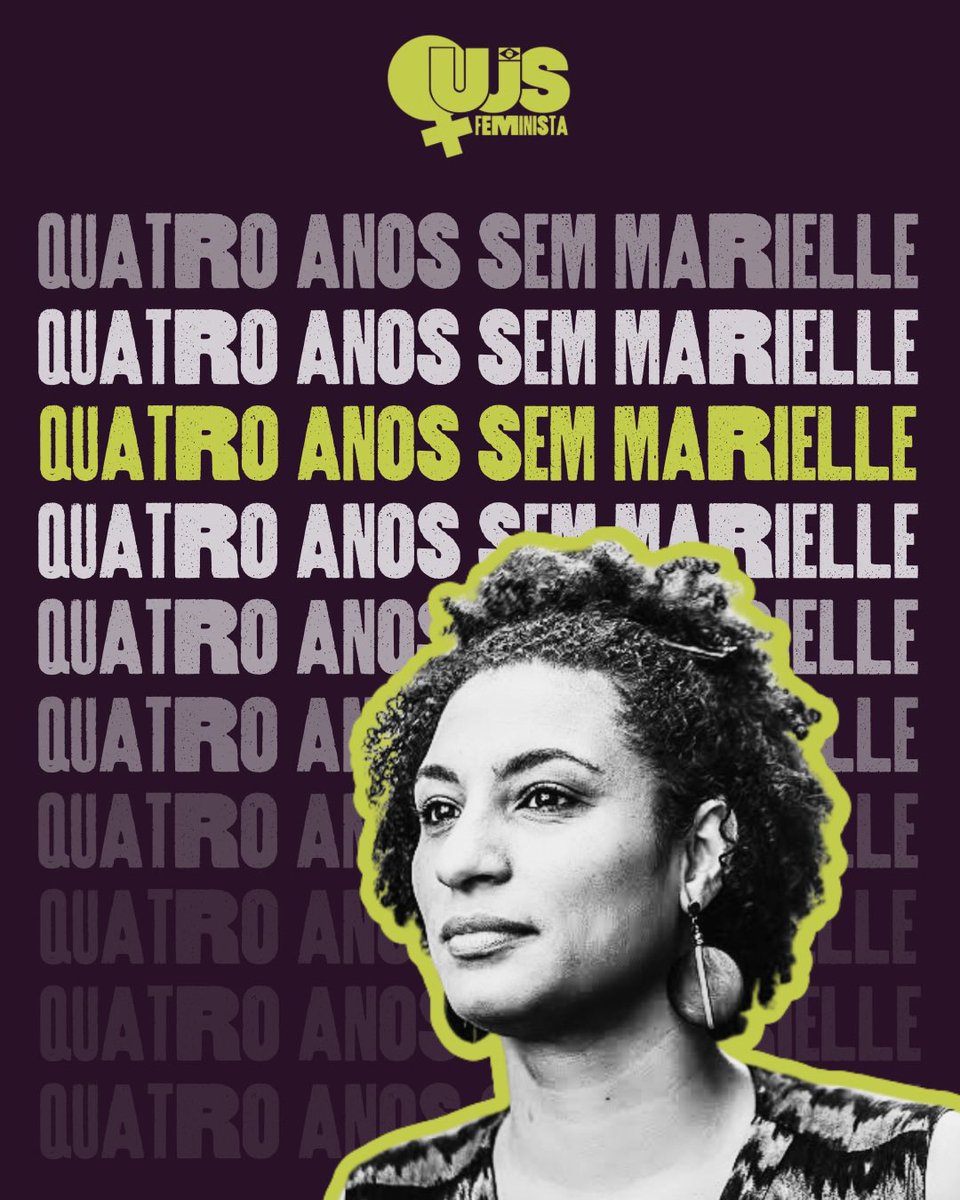UJSFeminista's tweet photo. 4 anos de busca por justiça e de defesa da memória de Marielle e Anderson.
Neste #14M, seguimos buscando pelas respostas: quem mandou matar Marielle e por quê?

#JusticaPorMarielleEAnderson  #4AnosSemRespostas https://t.co/04QCTYD27o