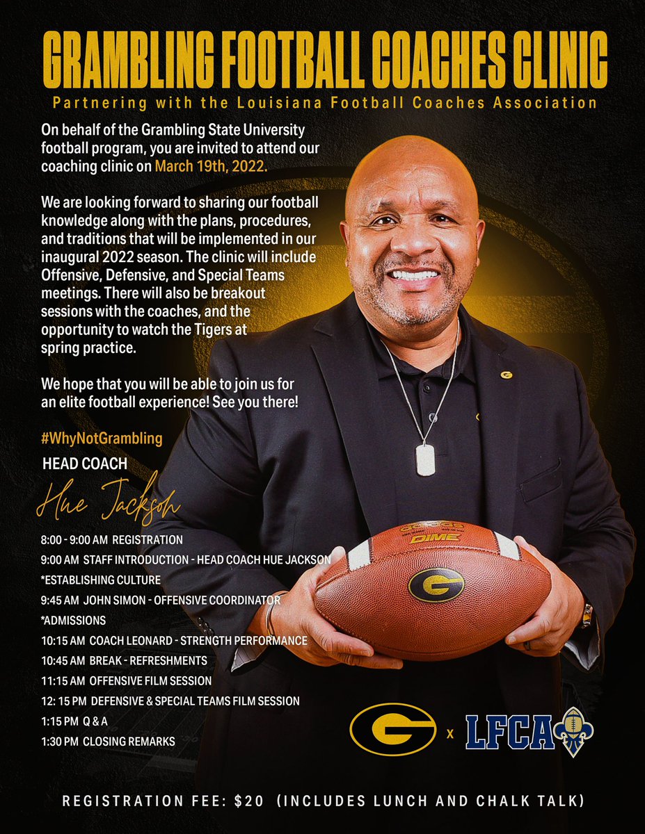 Coach_Scott31's tweet image. Looking forward to hearing some of our great HS coaches speak on X’s &amp;amp; O’s… @GSUFootball01 will be partnering with our very own Louisiana Football Coaches Association!!!  #LFCA #GramFam