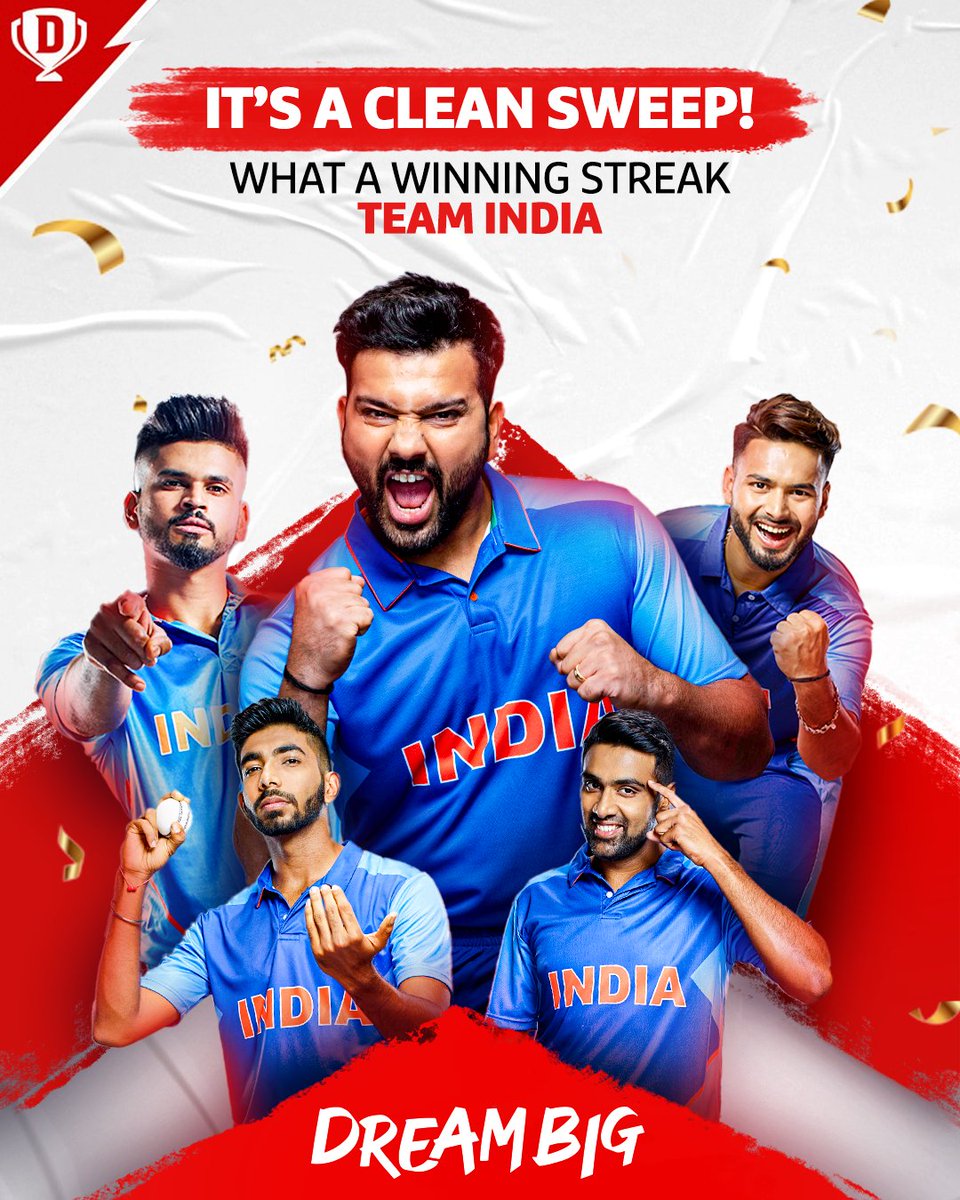 Dream11's tweet photo. May this winning streak never end..🤞 Keep Dreaming Big and Winning Big #TeamIndia and captain @ImRo45

 #DreamBig #Dream11 https://t.co/zHgIZguss7