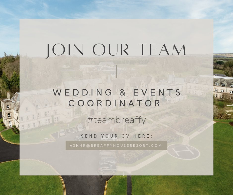 We're currently recruiting for a Wedding & Events Coordinator to join our Team.

ie.indeed.com/job/wedding-ev…

Send your CV to askhr@breaffyhouseresort.com 

#weddingsbybreaffy
#teambreaffy
#betterinbreaffy
#destinationbreaffy