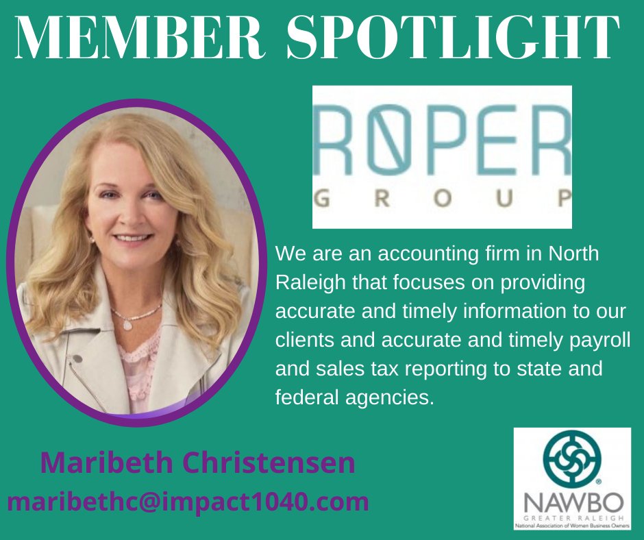 NAWBO_GR's tweet photo. |Monday Member Spotlight|

NAWBO-GR is made up of amazing business owners. We are thrilled to have each and everyone of our members and wanted to take a moment to spotlight Maribeth Christensen with Roper Group. Thank you for all you do!

#NAWBOGR #NAWBO https://t.co/neRl4K0F94