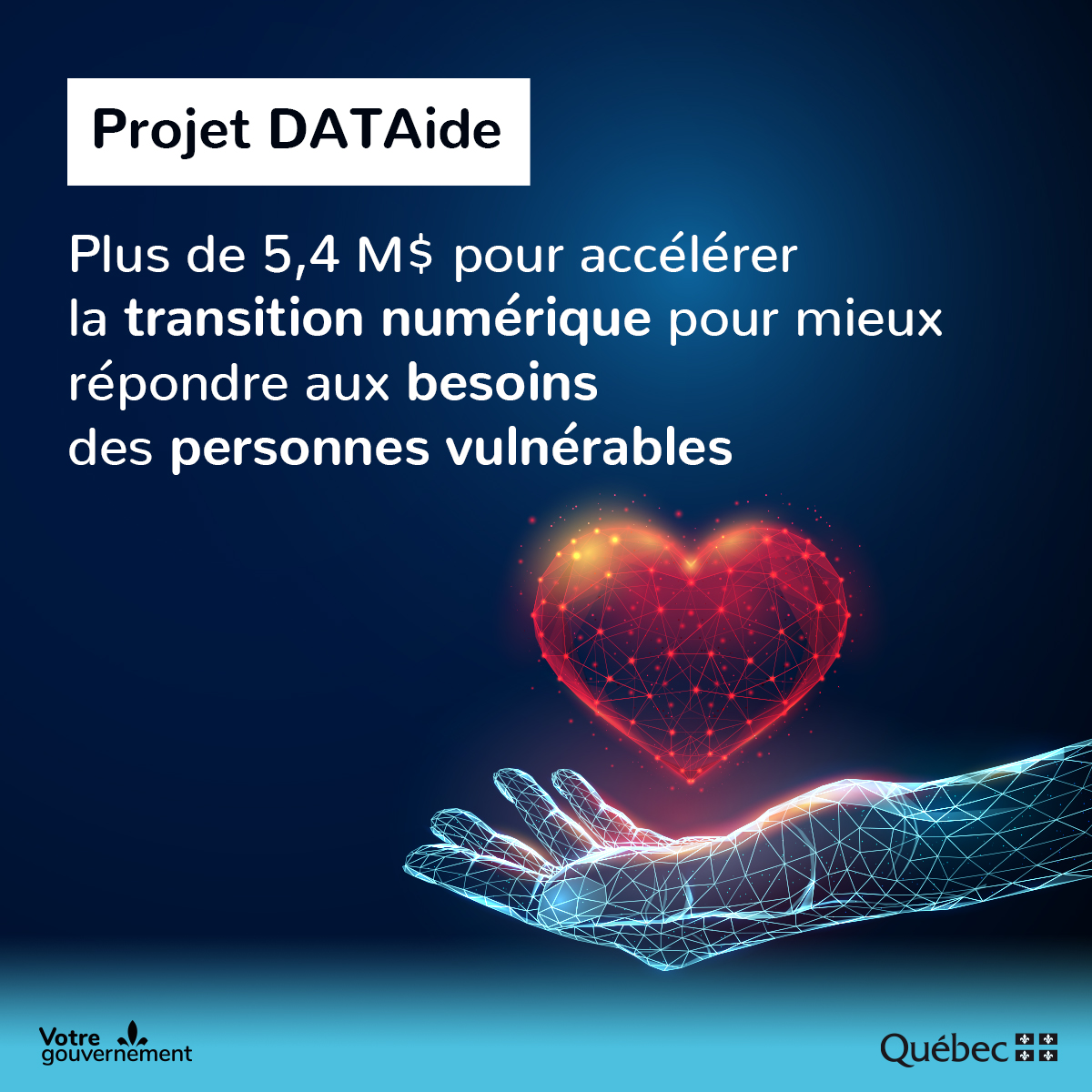 MESSQc's tweet photo. Plus de 5,4 M$ sur trois ans à @CentraideMtl pour la réalisation du projet DATAide, qui vise à accélérer la transformation #numérique du secteur #communautaire. https://t.co/Db6asfHbny @JeanBoulet10 https://t.co/rx73Qd7QHg