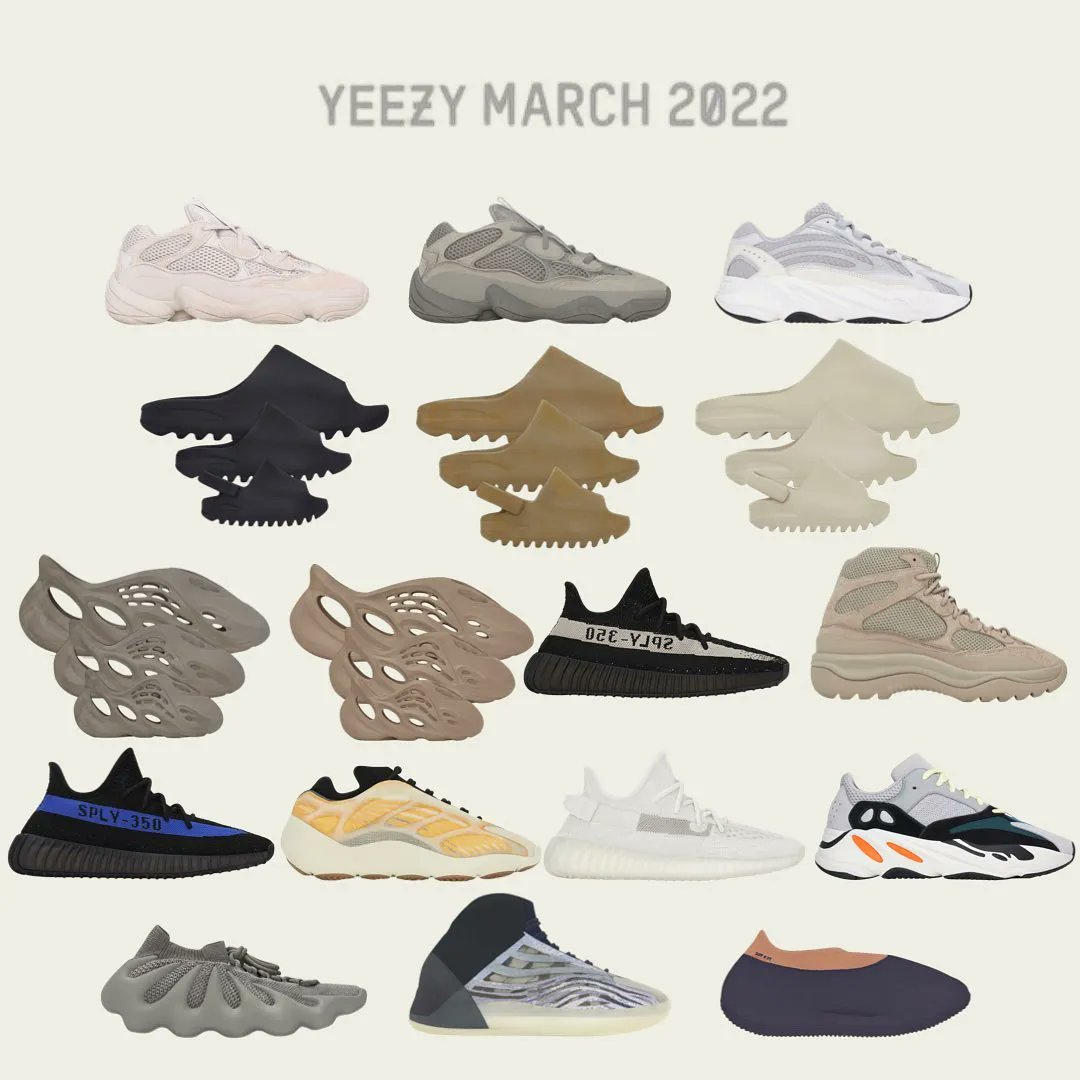 konservativ Af Gud Pigment JustFreshKicks on Twitter: "Updated: adidas YEEZY release lineup for the  rest of March https://t.co/dNhfPo4oYw https://t.co/gYwB5I0JTJ" / Twitter