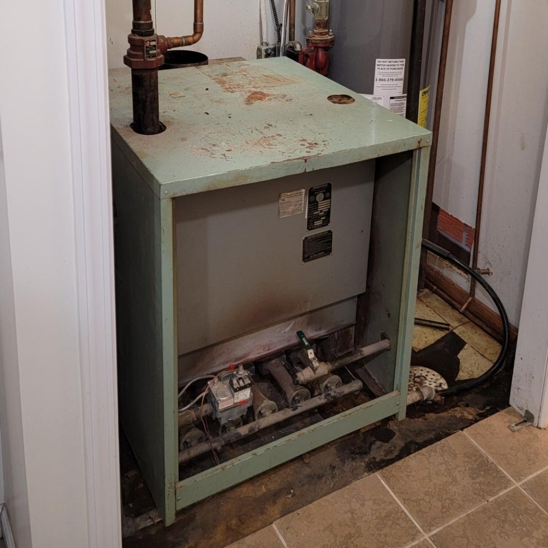 cartershvac's tweet photo. This old boiler was long overdue for a replacement. We also flushed the radiators and piping to ensure good water flow in this home, making this residence comfortable and work more efficiently with the new system! #before #after #beforeandafter #boiler #replacement #radiator https://t.co/dEkEEO2GLf