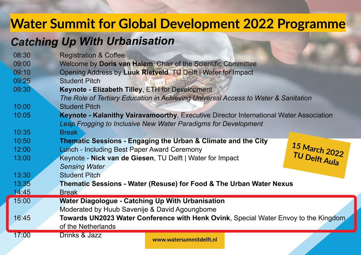 DavidAgoungbome's tweet photo. Join us tomorrow for: "#Cathing up with #Urbanization" and let's prepare a call to action for the UN 2023 Water Conference in New York.
Want to contribute? 👉 https://t.co/MhAZZSFGrO
#SDGs #WaterDialogue #CallToAction #UN2023 #WaterForImpact #TUDelftGlobalInitiative https://t.co/vwFo9VYssQ