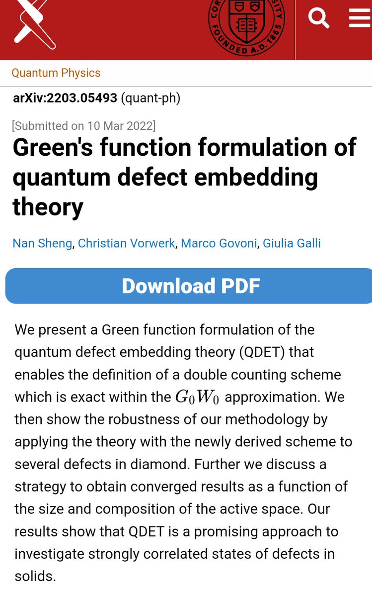 In our new manuscript in the <a href="/GalliGroup/">Galli Group at U Chicago</a>, we derive, implement and apply a new double counting for embedding strongly correlated sites in GW calculations. It yields excellent results for a wide range of spin defects! #arxiv #preprint 
arxiv.org/abs/2203.05493