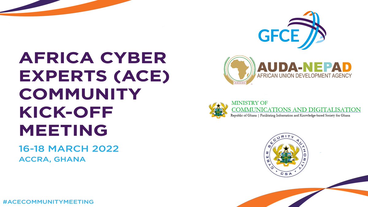 theGFCE's tweet photo. 📢It's official!
The 1st #ACECommunityMeeting is starting from March 16 in Accra. Organized by @theGFCE with @NEPAD_Agency and @CSAGhana, this event will bring together @_AfricanUnion members to showcase the status of #cybersecurity in Africa. https://t.co/khuHVA8fch