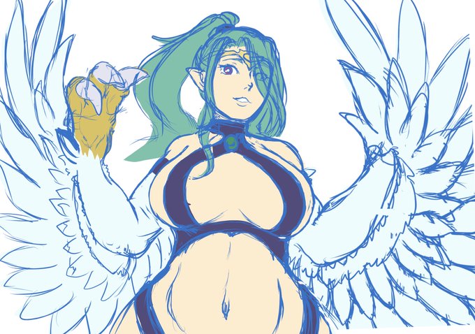 アサギの後ろ髪の修正に悪戦苦闘している中、実はハーピィ・クィーンのラフが出来まして。アサギ描き終わったらこちらも描き上げたいと思いやす 