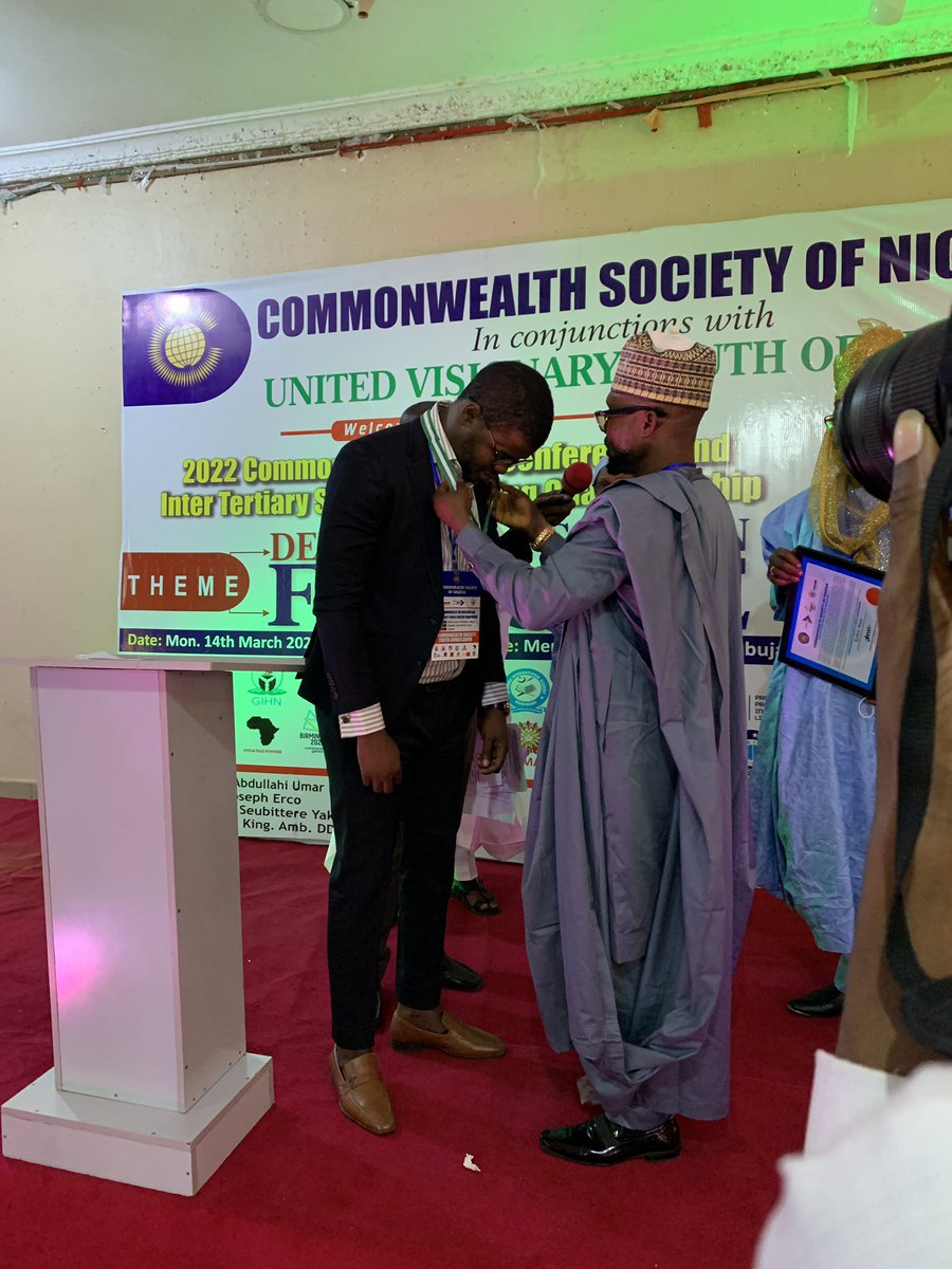 iAm_Kebson's tweet photo. Am honored and privileged to be recognized and decorated by Commonwealth Society of Nigeria as Youth Ambassador. I appreciate all those who supported me to this level particularly, @KBStGovt for nominating me for this award. This is indeed a great millstone in my career growth. https://t.co/6FfaBhoj7U