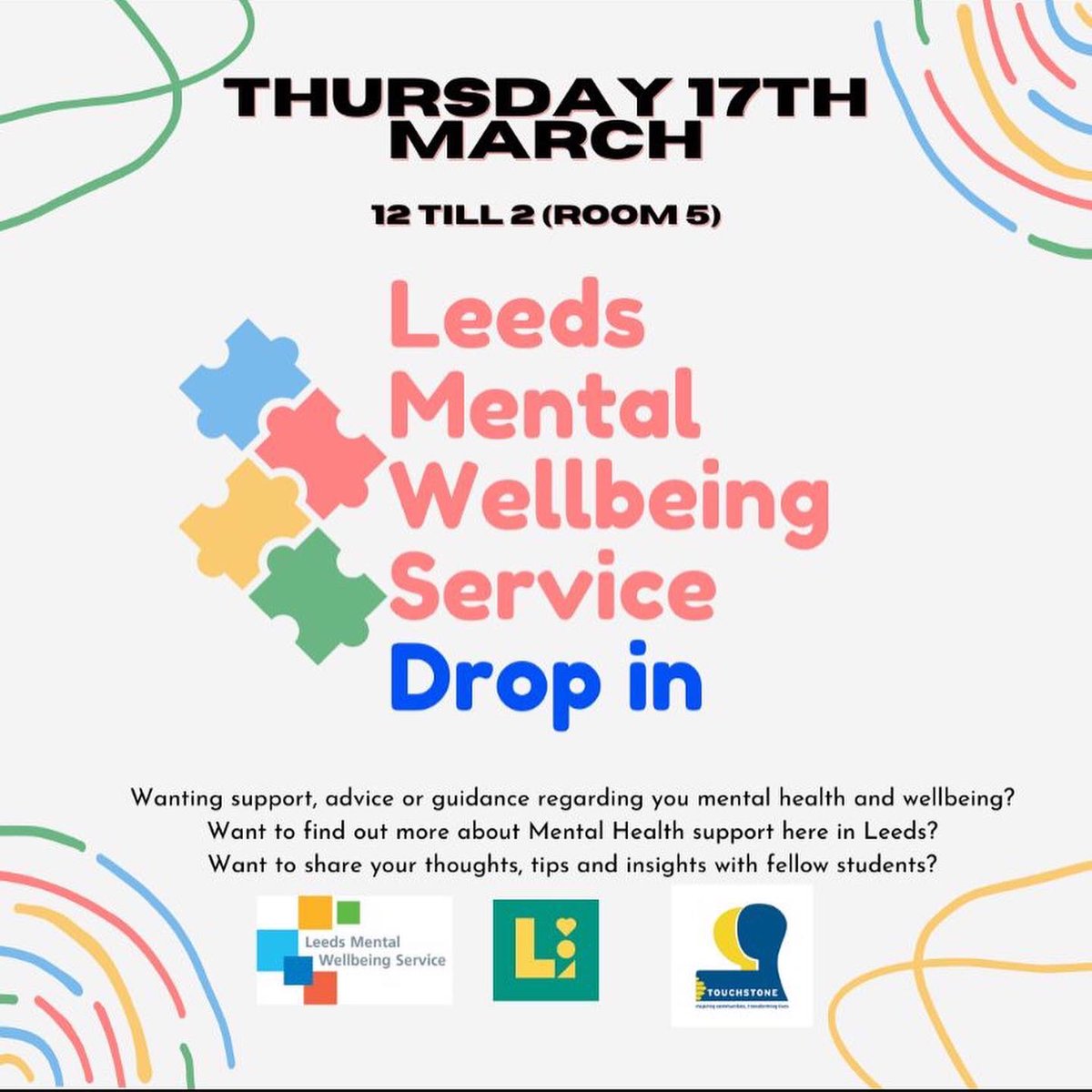 LUUMindMatters's tweet photo. We are hosting a mental well-being drop in with Leeds mental well-being service on the 17th March! 

You can find out all about support available, ask questions and share your experiences. 💙 https://t.co/hRs6IvIqcl