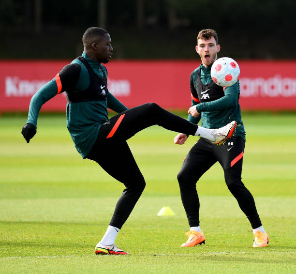 Ibrahima Konaté pictured in training today ahead of #ARSLIV 📸