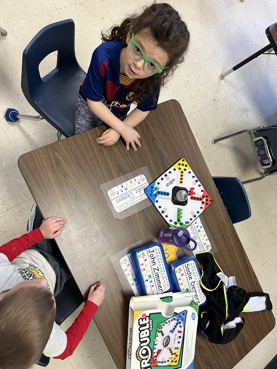 Kindershines's tweet photo. Pi day play! Problems solving, collaboration, communication, critical thinking… Board games how wonderful leaves to build community and number sense! https://t.co/OUARCsae3d
