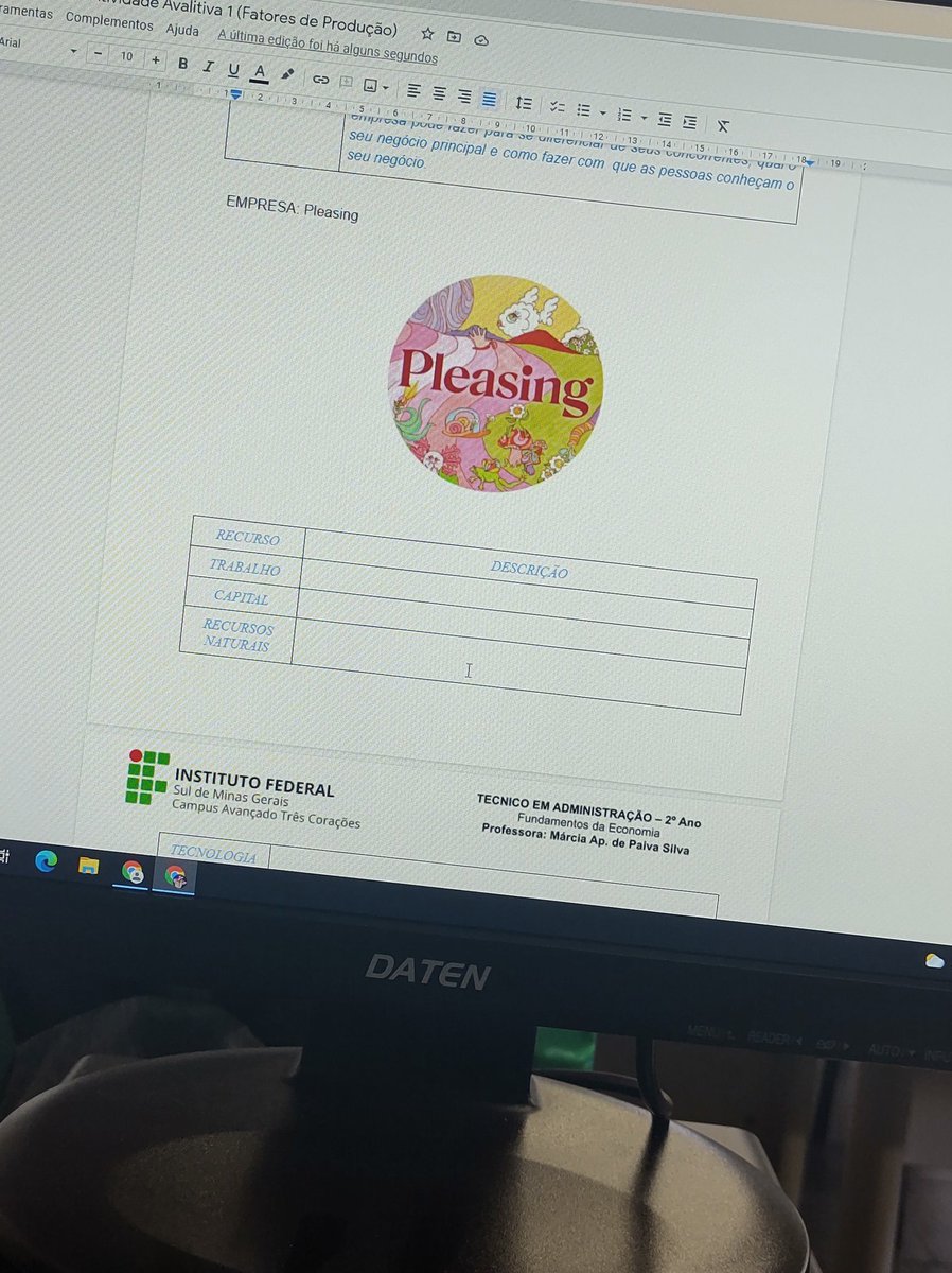 atividade: análise uma empresa
eu: