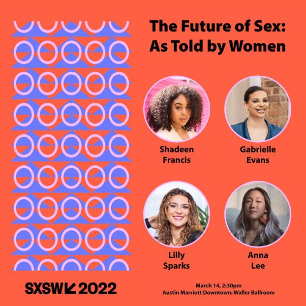 So excited for <a href="/xoafterglow/">afterglow</a> representation at #sxsw come meet our team and hear about the future of sex as told by women with <a href="/xolillysparks/">xolillysparks</a> <a href="/annatheaverage/">Anna 송희 Lee</a> <a href="/ShadeenFrancis/">Shadeen Francis, LMFT</a> <a href="/gabriellesemora/">Gabrielle S. Evans, PhD, MPH, CHES</a>