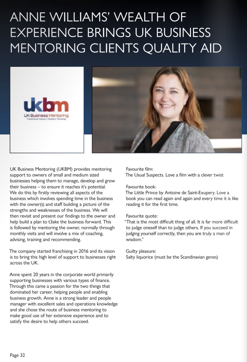 Great to see our very own Anne Williams highlighted in this month’s <a href="/BFA_UK/">The BFA</a> magazine.
#businessmentoring