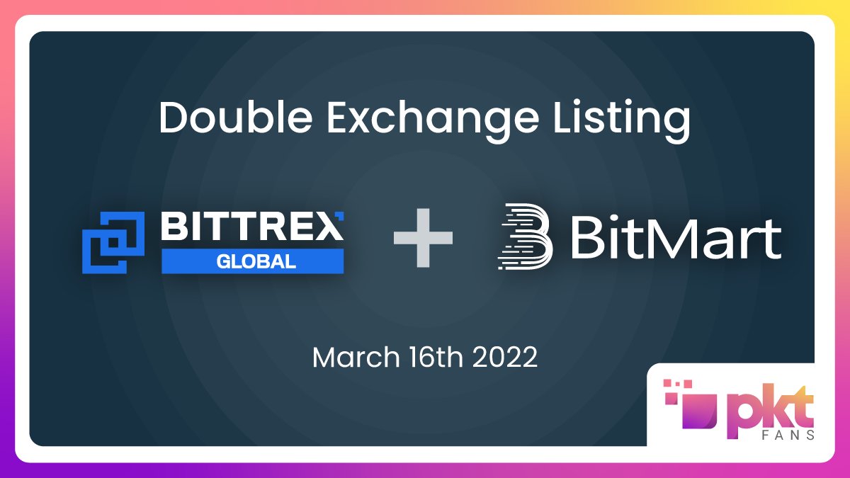 PKTFans's tweet photo. Double the listing. Double the pleasure.

$PKT @pkt_cash will list on @BittrexGlobal &amp; @BitMartExchange on March 16th.

Transfer your #BTC and #USDT now to make sure you are ready to buy on launch day.

#Crypto #BGListing #ExchangeListing #BitMart #PKTCash #Cryptocurrency $WPKT https://t.co/hthHvQ6PRm