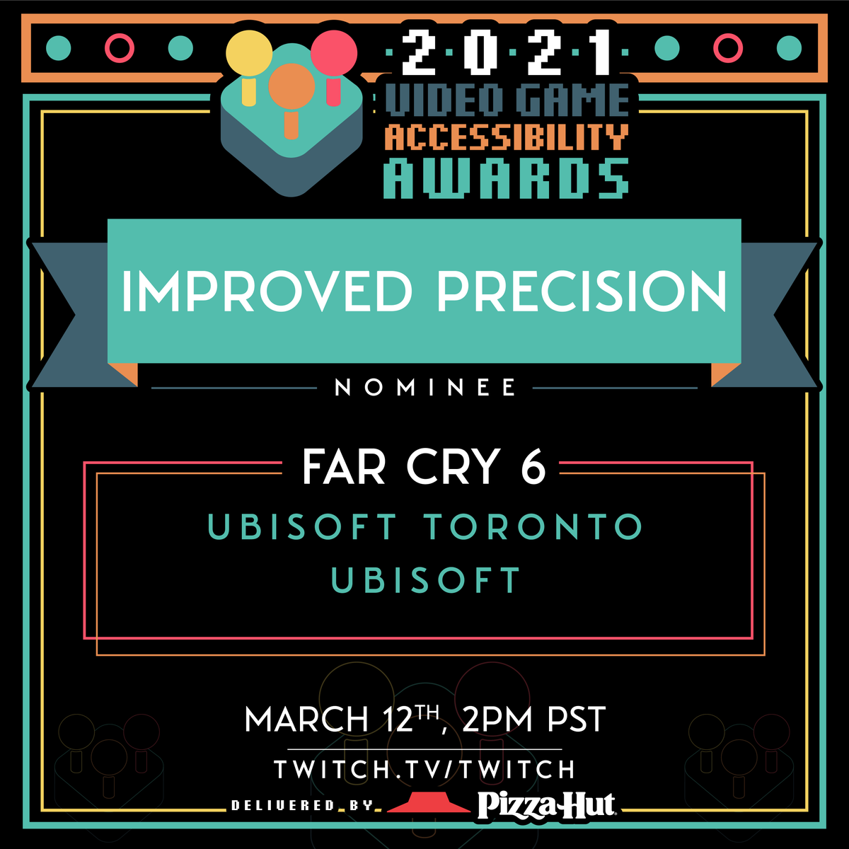 FarCrygame's tweet photo. A huge thank you to the Video Game Accessibility Awards, @stevenspohn and @Charalanahzard for the nomination & win in the category "Improved Precision." You can watch our acceptance speech here: https://t.co/eDeOfWZ1PE. https://t.co/lMZ9WtfUMy