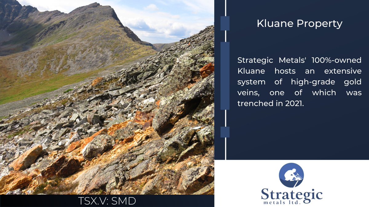 TSXVSMD's tweet photo. Strategic Metals' 100%-owned Kluane hosts an extensive system of high-grade gold veins, one of which was trenched in 2021.
Learn more about this promising property here: https://t.co/BwrKWApZ91
TSX-V: SMD
#Kluane #Yukon #NativeGold #AU #Mining https://t.co/bzSiFwvC5k