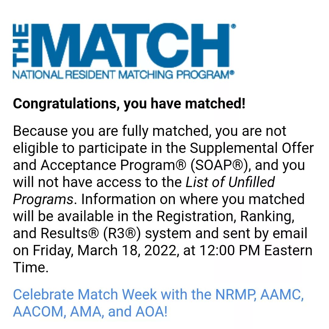Never taking no for an answer ever again. I'M GOING TO BE AN ORTHOPEDIC SURGEON!!!!! I matched!! Today I found out I will be joining the few 100 black women out of the nation's 30,000 orthopedic surgeons. This is magic! #MatchDay2022 #orthotwitter #ILookLikeASurgeon #meharrymade