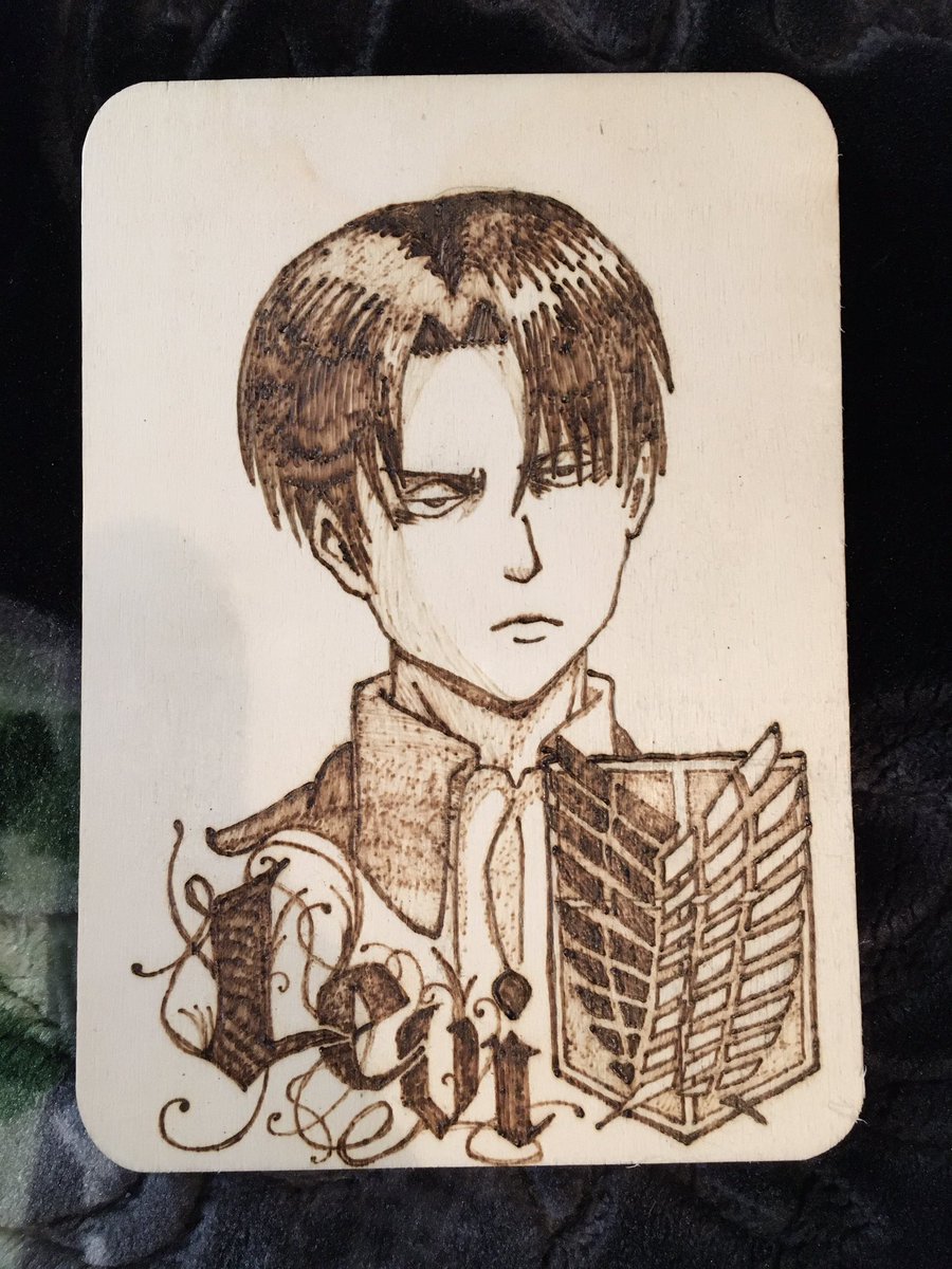 PyroAnalisa's tweet photo. #AttackOnTitan #anime #leviackerman #ErenJaeger #woodburning #pyrography https://t.co/mYZHCuw5Bh
