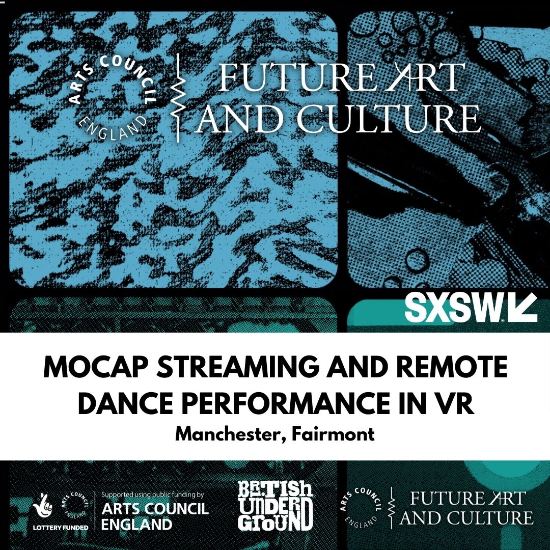 Join us for the Mocap Streaming and Remote Dance Performance in VR panel at @sxsw toda from 2.30pm - 3.30pm (CST) in the Fairmount with @drdanstrutt @alexwhitley @rodriguezsand02 and Allan Rankin @Target_3d
#futureartandculture
#SXSW
#UKatSXSW