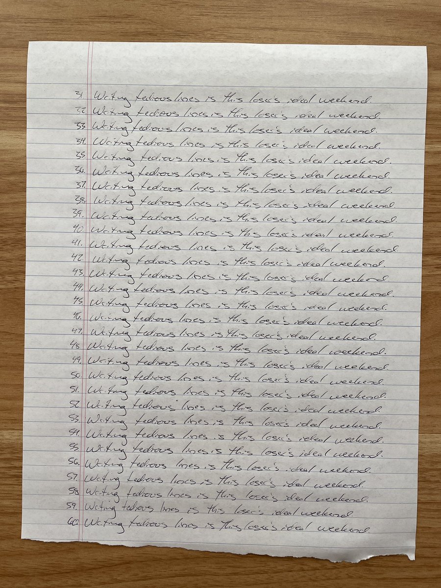 MasterMattLines's tweet photo. 2. I know it doesn't look particularly cruel, but this sub had to hold each page to the wall with his nose for 15 minutes. If it fell, then the page would need to be rewritten. 

I'd call 90 minutes writing and 75 in the corner a productive day.

#linewriting #writinglines #bdsm https://t.co/Dcr3StQk7A