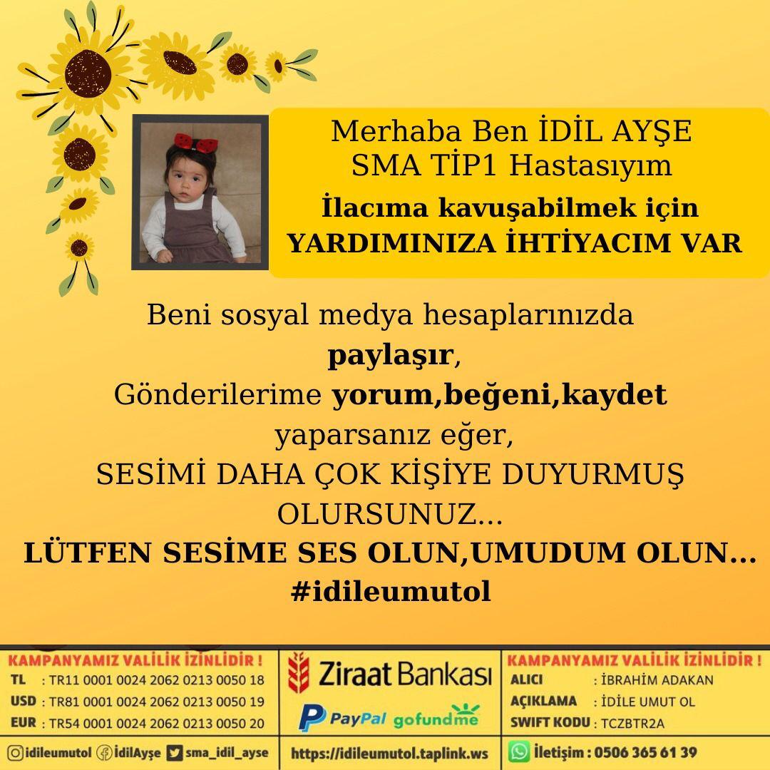 Ben idil Ayşe’yim ;
hikayeler okumak , şarkılar söylemek, doya doya koşup oynamak, çocuk olmak kısacası yaşamak benim de hakkım ..
Hakkım olanı almam için size çok ihtiyacım var ..
Beni görmezden gelmeyin..
🌻
#idileumutol 
#GSvBJK 
#GSvBJK