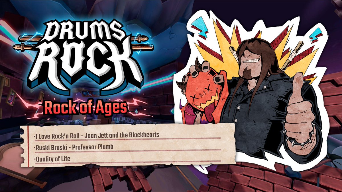 PlayDrumsRock's tweet photo. Hello rockers!  Drums Rock's new update is out now in AppLab. 
2 new songs:
🤟 I Love Rock'n Roll by Joan Jett
🤟 Ruski Bruski by @profplumbmusic 

🥁 And different QoL that improve the gaming experience. 

Details:
https://t.co/B1q90s6Mfr

#VR @SideQuestVR #OculusQuest2
#Oculus https://t.co/pavbihSOWR