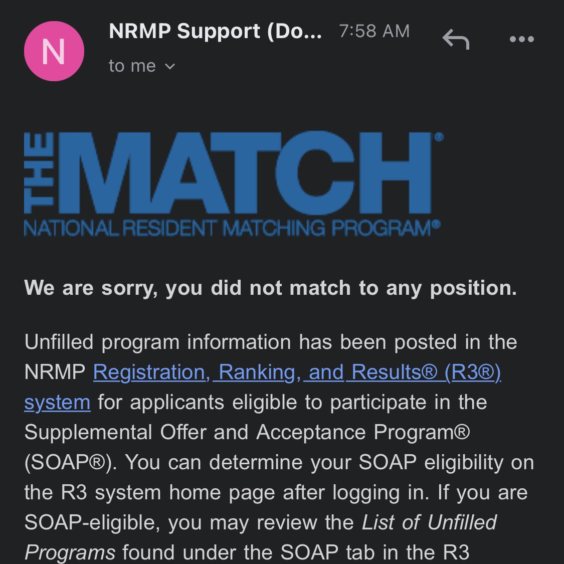 Unfortunately, I did not match. I decided against going through SOAP and instead am looking for a research year.

Orthopedic surgery is my passion and it’s a dream that I’m not willing to give up on yet.

Does anyone have advice on applying to ortho research years? #orthotwitter