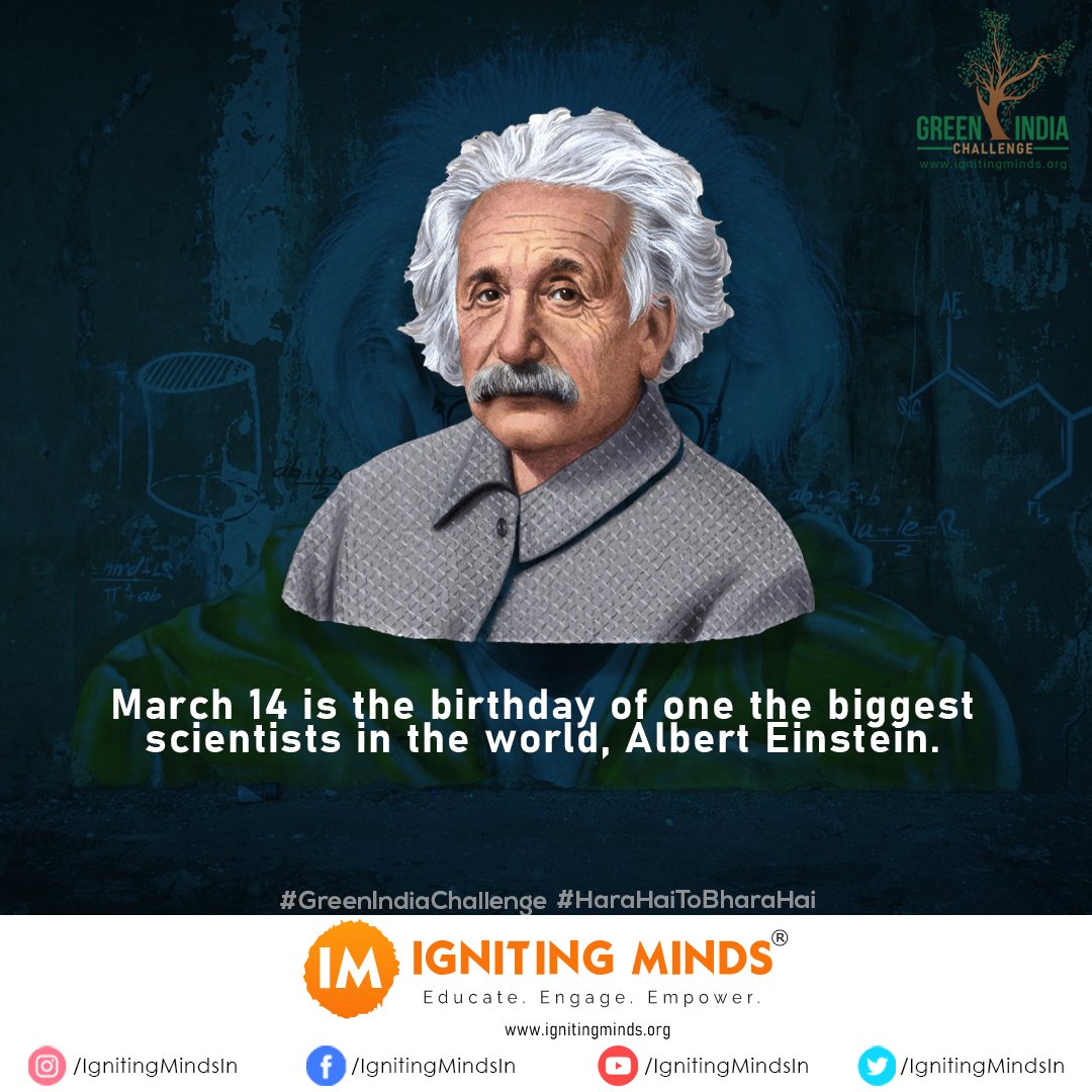 Today is the birthday of the Legendary scientist of all time, Mr.Albert Einstein!
#HaraHaiTohBharaHai #GreenIndiaChallenge #WorldPiDay #AlbertEinstein #HappyBirthdayAlbertEinstein #science https://t.co/46tuZkTRYQ