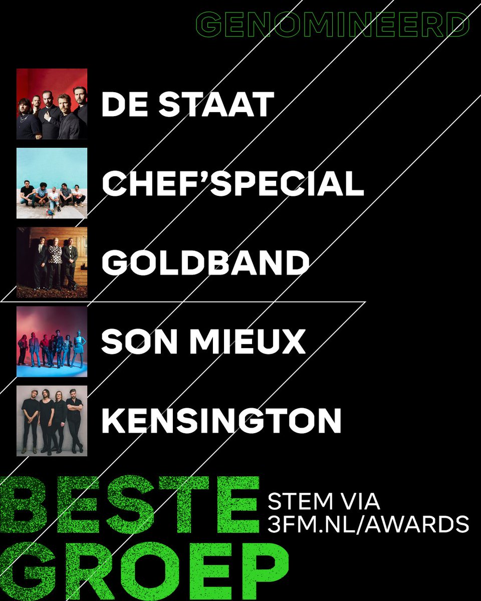 3FM's tweet image. Wie pakt dit jaar de 3FM Award voor 'Beste Groep'? 🎉

→ Vandaag maken we alle genomineerden bekend en kun je aan het eind van de dag ook weer stemmen. #3FM #3FMAwards
