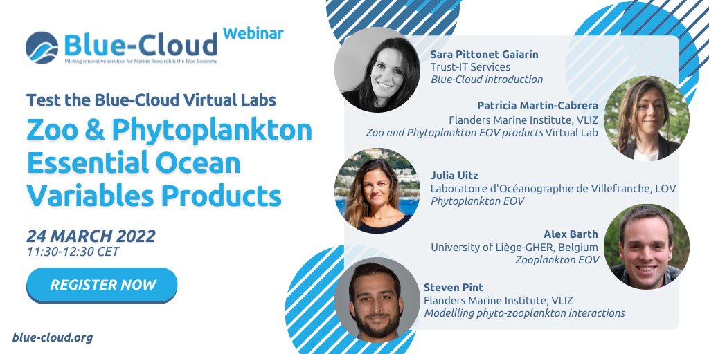 BlueCloudEU's tweet photo. 10 days left to our next webinar!
Get to know the Blue-Cloud Virtual Labs for marine researchers, test the Zoo & Phytoplankton EOV Products and become part of our growing community!
https://t.co/Jq0lNMsP26
#OceanDecade #biodiversity #EUGreenDeal #plankton #openscience https://t.co/1o6DS2ewUR