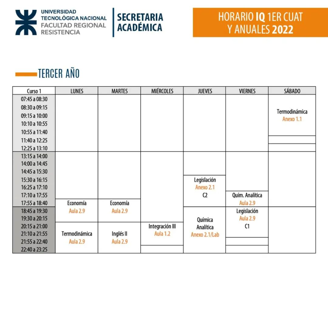 utfrre's tweet photo. Horarios IQ #UTN #FRRe https://t.co/AJ3YhXpAlR