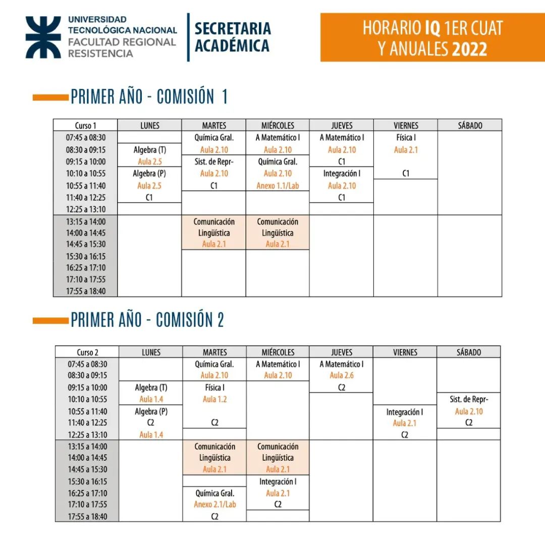 utfrre's tweet photo. Horarios IQ #UTN #FRRe https://t.co/AJ3YhXpAlR