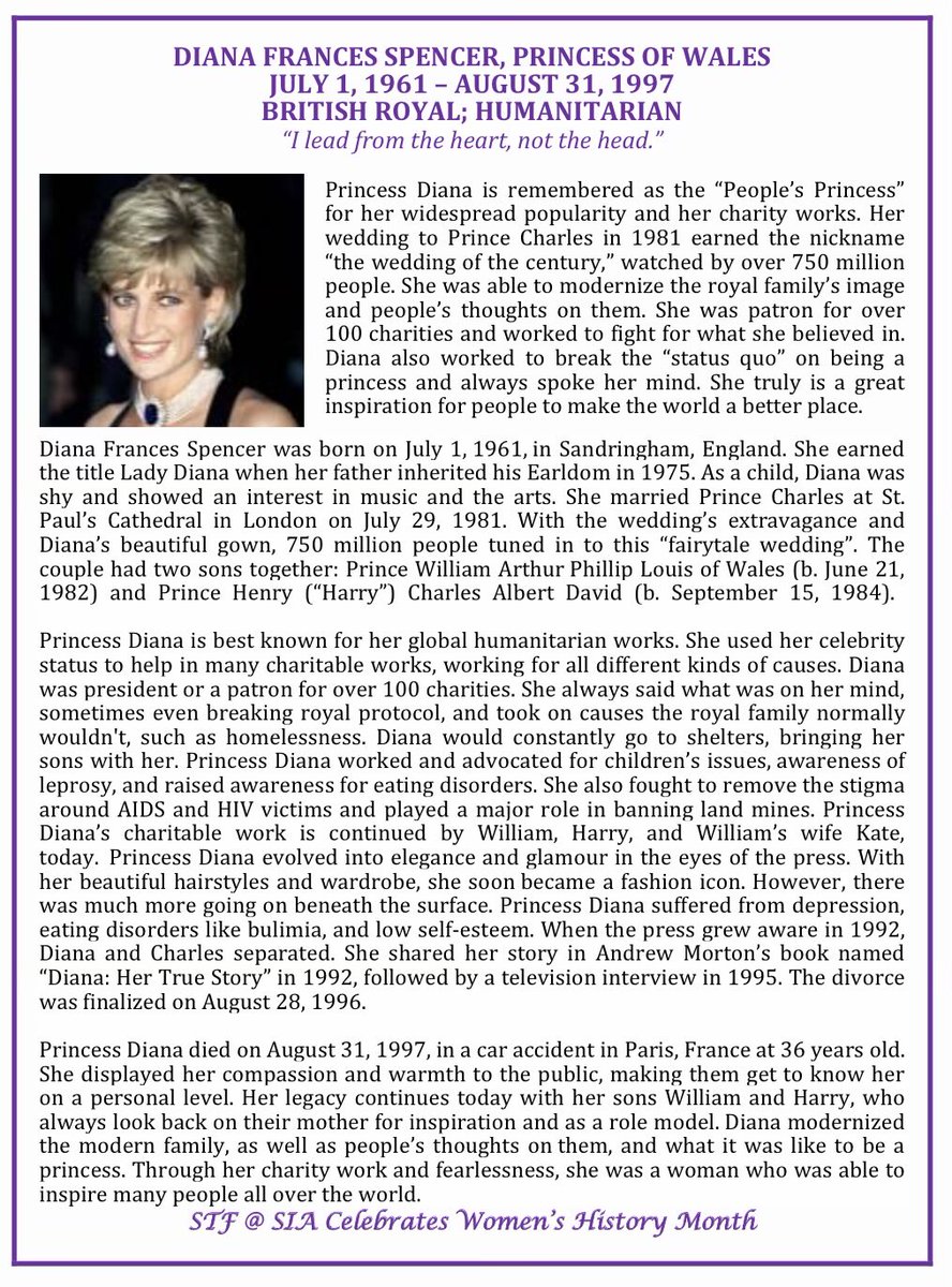 WHM profile - Diana, Princess of Wales