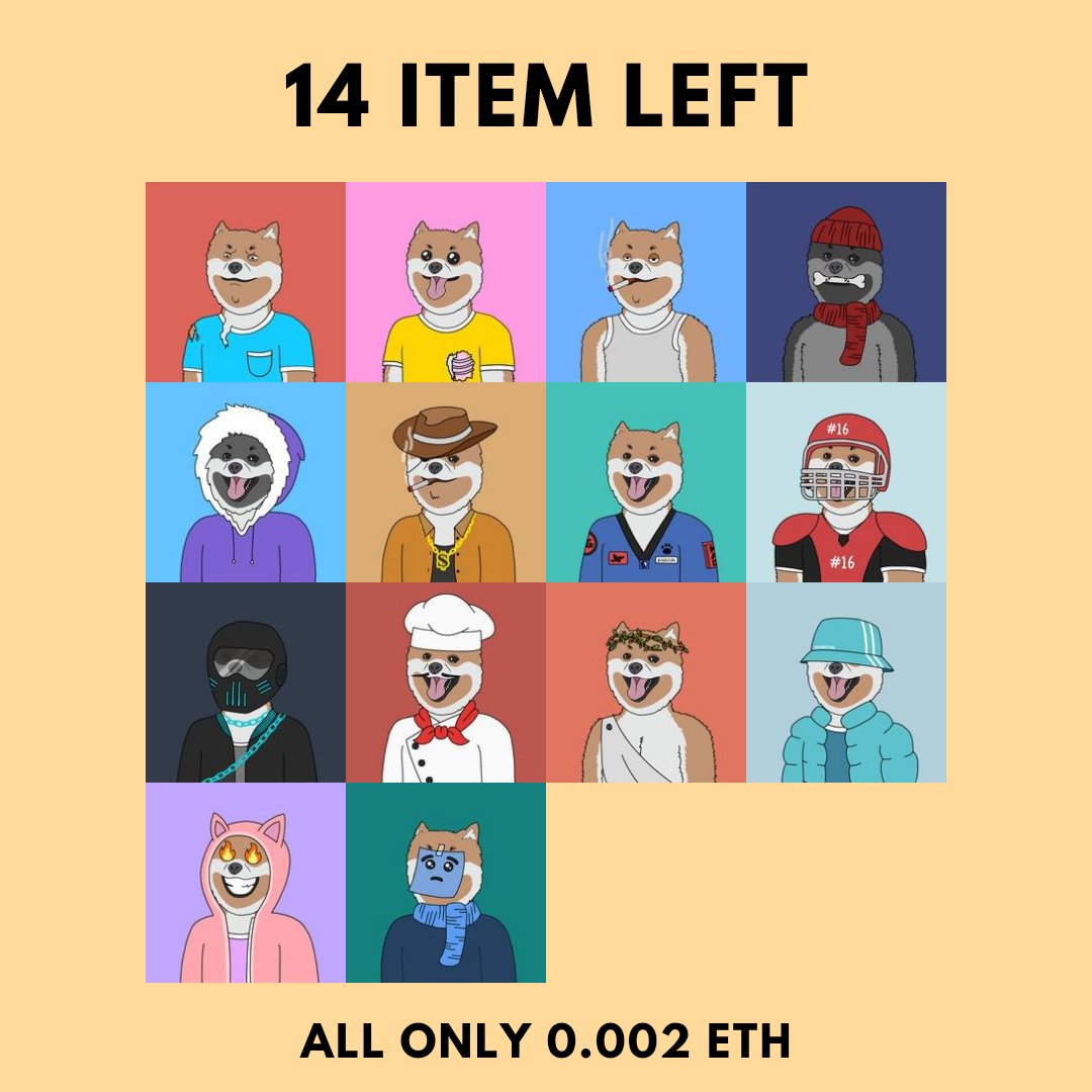 Only 14 items left on phase 1. Go grab them before the price goes up on phase 2.

- Phase 2 will start on Friday, 18 March 2022 -

#nft #nftcollector #nftcommunity