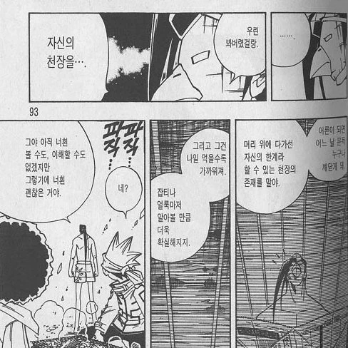정말 어렷을때 보고서 아직까지도 기억하고 있는 부분.
저번에 애인과도 이야기했었는데.
갑자기 떠올랐다. 출처는 만화 샤먼킹. 