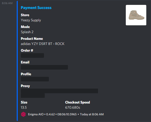 Sazbat (@sazbat1) on Twitter photo Just some light testing on <a href="/EnigmaAIO/">Enigma</a>
Proxies: <a href="/LiveProxies/">Live Proxies</a>
Captcha: <a href="/ZenuProxies/">Zenu Proxies</a>
CG: <a href="/HouseCarts/">House of Carts</a> Just some light testing on <a href="/EnigmaAIO/">Enigma</a>
Proxies: <a href="/LiveProxies/">Live Proxies</a>
Captcha: <a href="/ZenuProxies/">Zenu Proxies</a>
CG: <a href="/HouseCarts/">House of Carts</a>