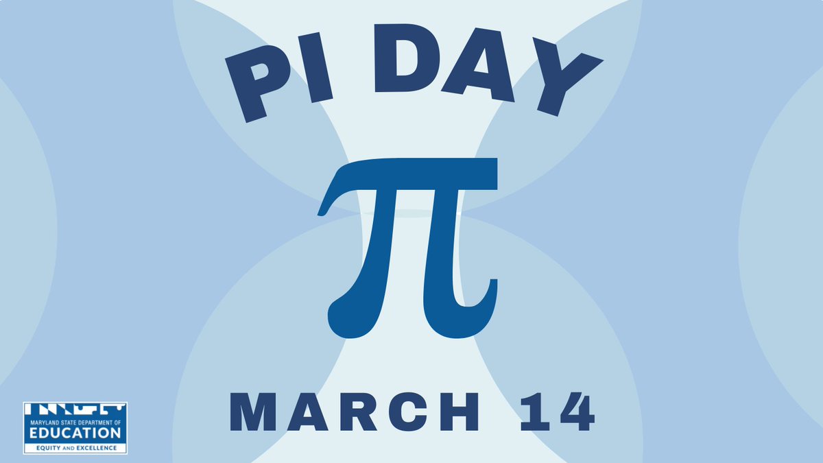 It's #piday2022 aka Einstein's Birthday!
 
On 3/14, we recognize the number pi, 3.141592, the ratio of a circle’s circumference to its diameter. In MD, grade 7 students explore Pi by measuring circles &amp; exploring number systems.
 
Visit marylandpublicschools.org/about/Pages/DC… for math resources.