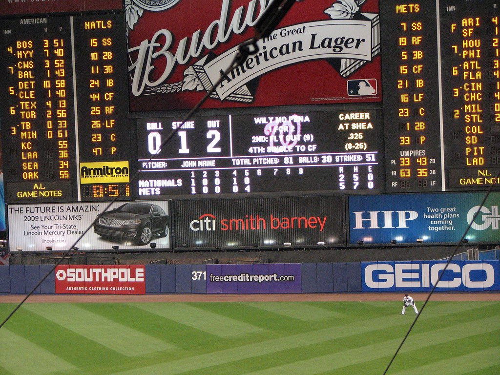 dchiego's tweet photo. I love Citi Field. The atmosphere is a good vibe for me. I also miss Shea Stadium. I really miss that scoreboard though, it was a thing of beauty, original. So many good memories of that old scoreboard. #SheaStadium #CitiFied #LGM @Mets ⚾️🍎 https://t.co/t9fruTg9G9
