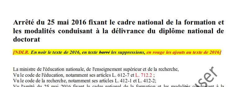 unionetudiante_'s tweet photo. #Doctorat 🎓

Le ministère @sup_recherche prépare une évolution de l'arrêté du 25 mai 2016 qui fixe le cadre national du doctorat.

Ce projet suscite des inquiétudes légitimes. 🧶⤵️
#VeilleESR https://t.co/3HZk3BQKVI