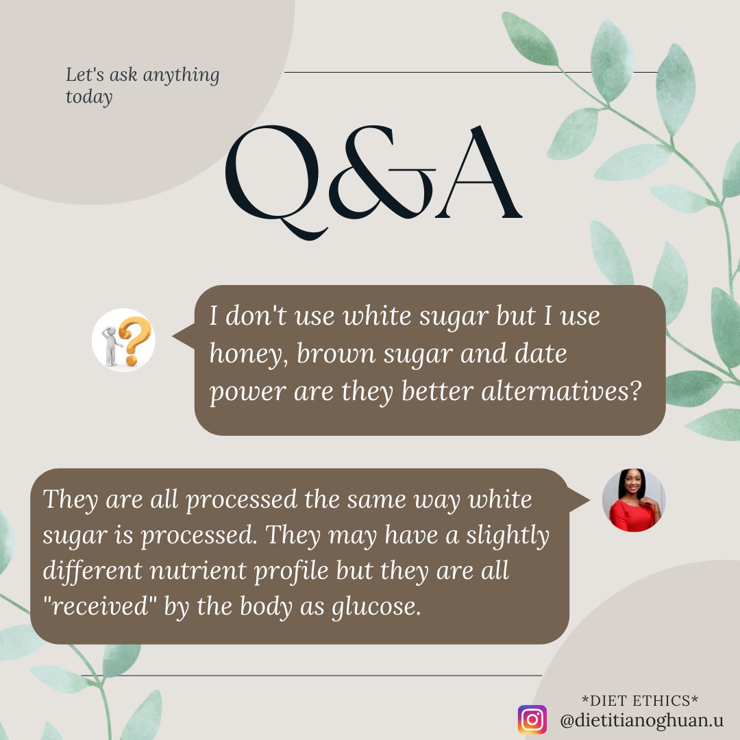 Oghuan_U's tweet photo. So use your sweetners if you must, but do so in moderation and consult a dietitian for conditions relating to glucose absorption.
#DietEthics #naturalsugars #mondayquestions #typesofsugar https://t.co/36Q775XBrL