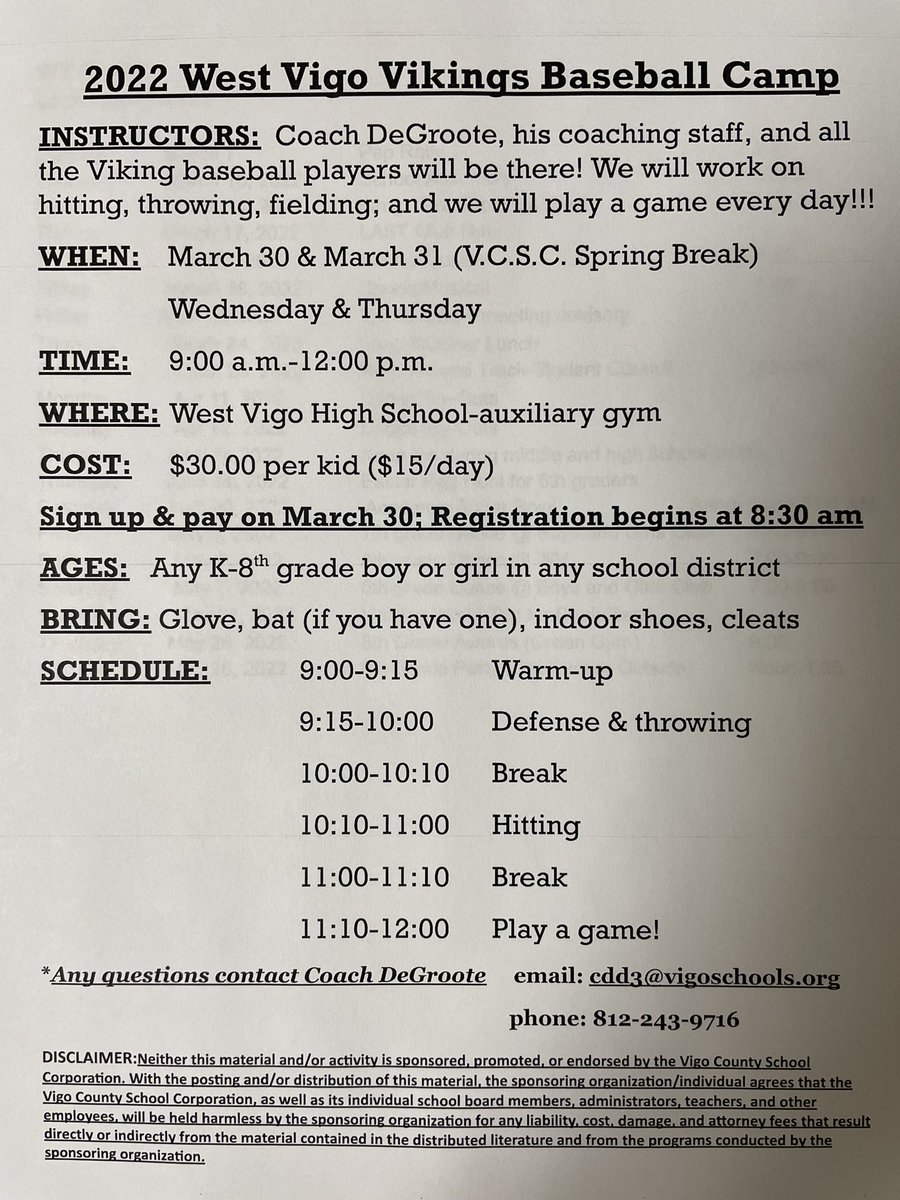 CulleyDegroote's tweet photo. ⚾️Spring Break Camp⚾️ https://t.co/xyWgUvc8tw