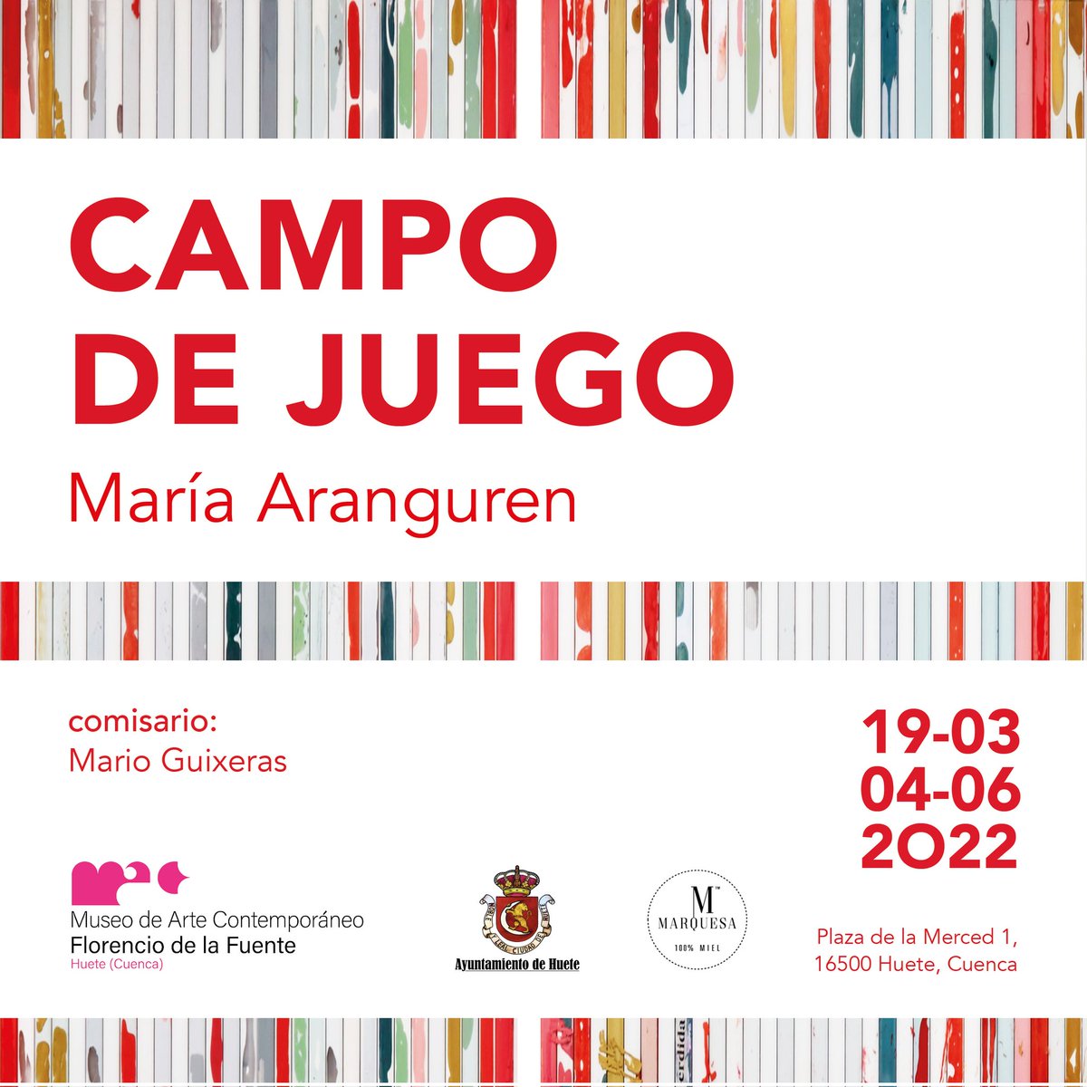 MACFFHuete's tweet photo. Este sábado ya tenéis plan: "CAMPO DE JUEGO" de María Aranguren. Una exposición protagonizada por el color, la luz, la emoción y la exploración. Vitalidad y cotidianeidad se dan la mano en esta muestra. Os esperamos a las 13:00 h https://t.co/h7VrnFBgcM