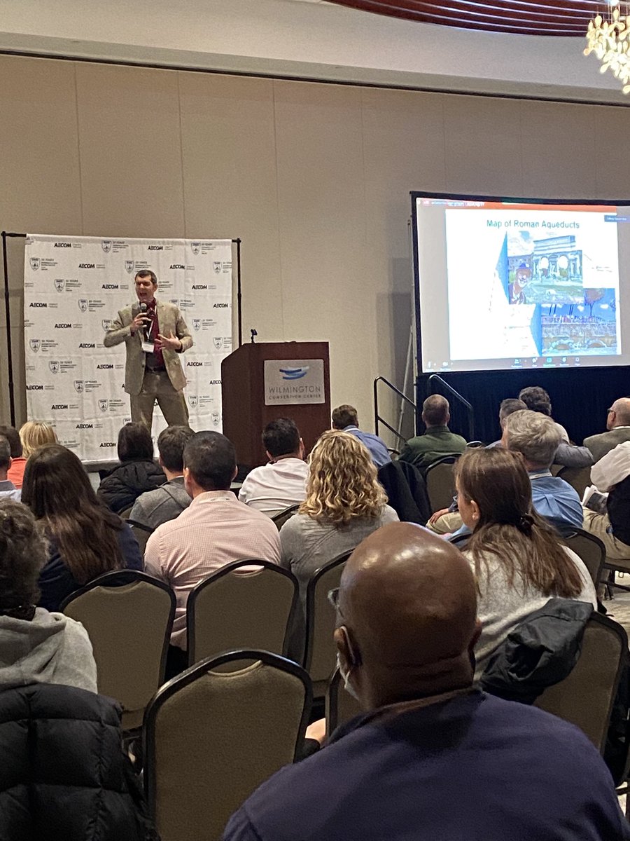 ASCE_EWRI's tweet photo. #OMSW2022 is off and running! @Storm_Doc is treating us to a talk on Roman Engineering, and we were proud to give as Municipal Water Infrastructure Council achievement award! Tag us @ASCE_EWRI in your favorite #OMSW2022 moments! https://t.co/NueCMVpkLb