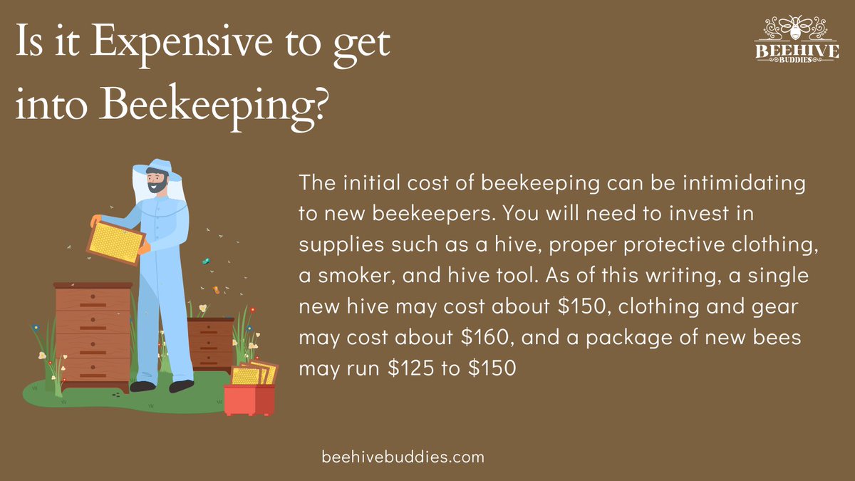 HiveBuddies's tweet photo. The total startup cost to beekeeping ranges from about $400-$650.

#savethebees🐝 #beekeeperslife #beehive #beelife #beekeep #lovebees #beekeepinglife #saveourbees #beekeeping  #naturalbeekeeping #beekeepers https://t.co/ztico6YxHJ