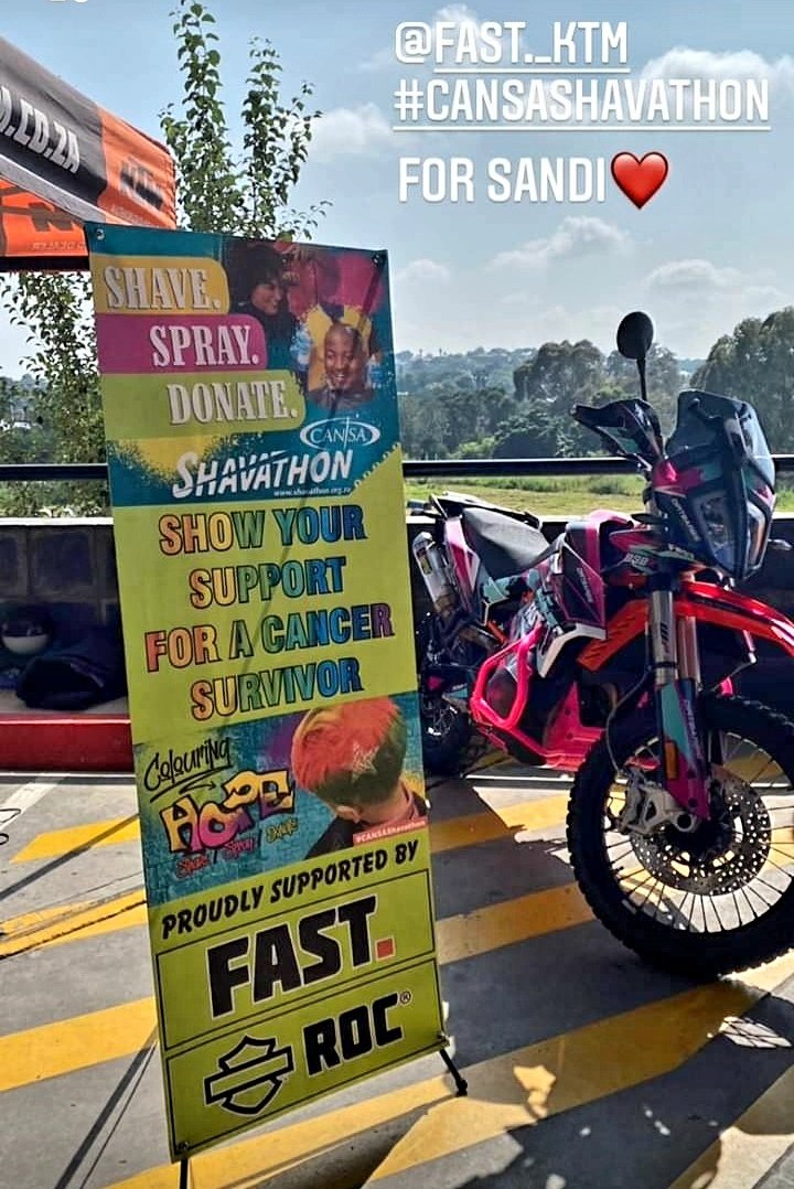 Dirtbarbie0's tweet photo. My favourite dealer did a thing 🥰🥰🥰 #FASTKTM #CANSA @CANSA #shavathon https://t.co/jaK7RdAoFj