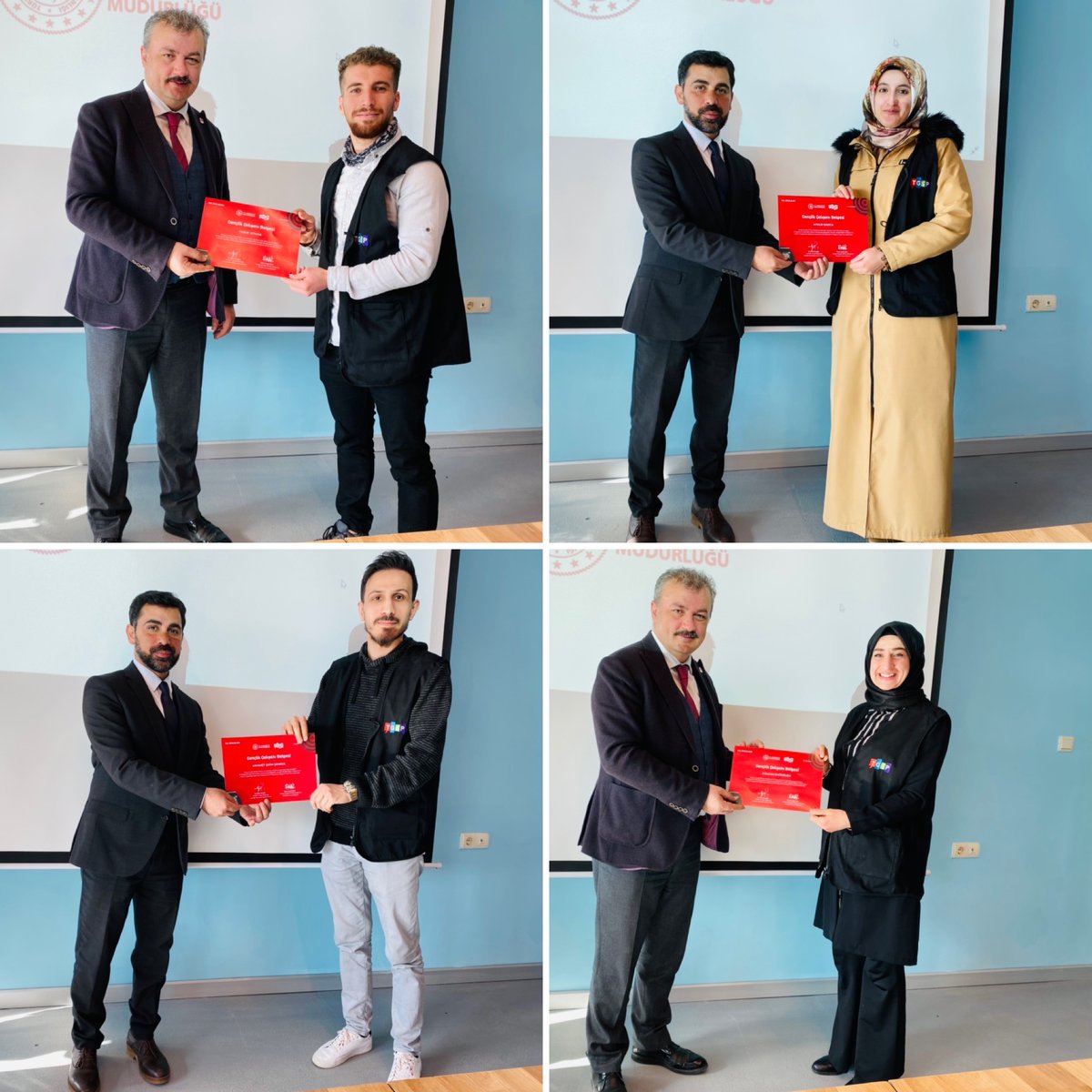 GSB_BaglarGM's tweet photo. Gençlik ve Spor Bakanlığımız,Türkiye Gençlik STK’ları Plartformu ortaklığıyla düzenlenen Gençlik Liderliği Eğitim programını başarıyla tamamladık💯
Süreci başarıyla tamamlayan adaylarımız belgelerini il müdürümüz sayın @NuammerUslu ve Gençlik merkezi müdürümüz İhsan Çakar aldılar https://t.co/eagXuAouIE